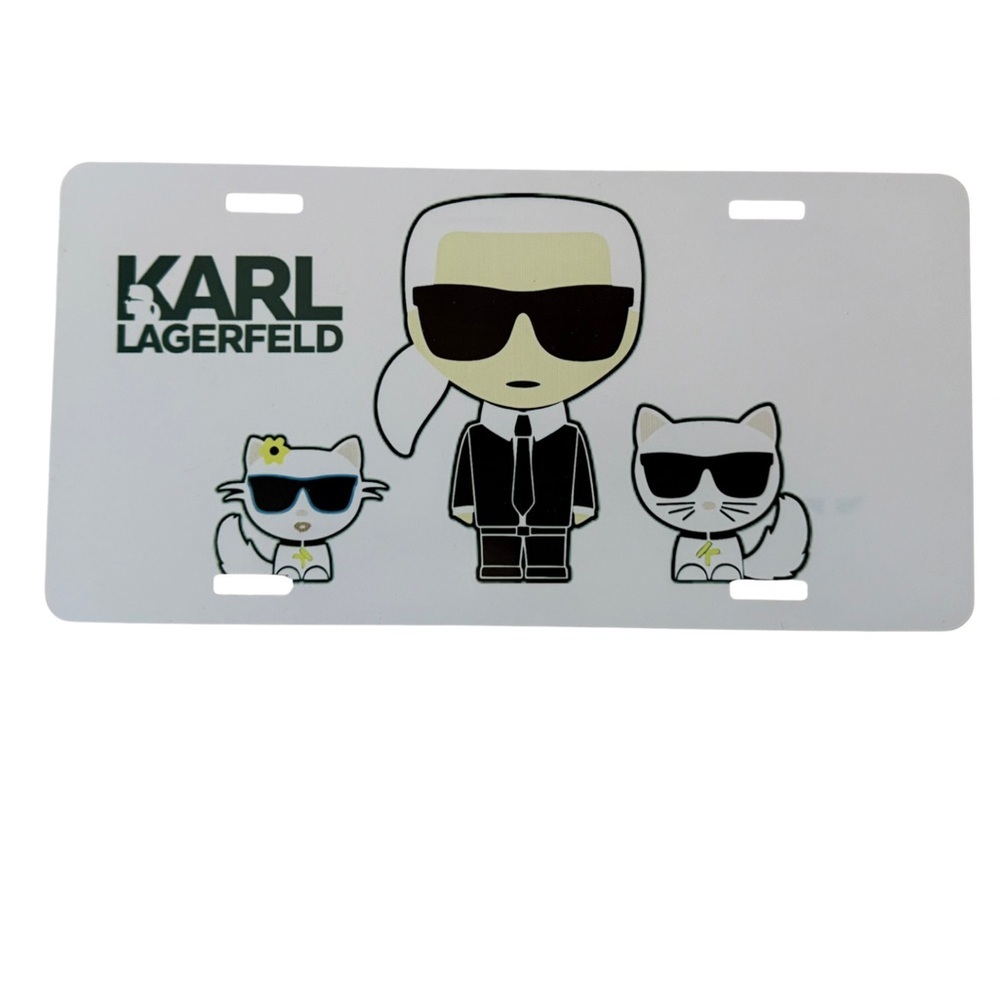 Custom Karl Lagerfeld White Cartoon License Plate car accent​
